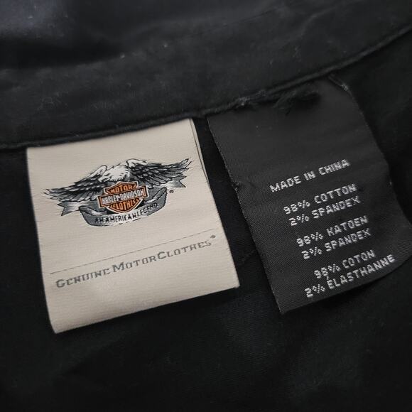 Harley Davidson Zip Shirt Black Motorcycle Crystals Rhinestone Bedazzled Large - Picture 7 of 16